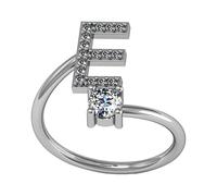 Non Rings for Women English Letter Style Diamond Inlaid Ring Korean Version Minimalist Combination With Open Ring My, E, One size