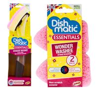 Non Scratch Sponge Scourers Bundle With Fillable Washing Up Handle and Non Scratch Sponge Scourer Wonder Washee Refills 2 Pack