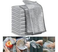 Non-Scratch Upgrade Silver Wire Dishcloth Multipurpose Wire Dishwashing Rags For Wet And Dry Wire Cleaning Cloth Wire Dish Towels For Bathroom Kitchen Sinks Pots Pans (15,20x20cm)
