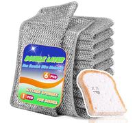 Non Scratch Wire Dish Cloth 6 Pack with 1pcs Kitchen Sponges for Dishes, Double Layer Wire Dish Washing Cloth,Powerful Cleaning Non-Scratch Wire Dishcloth Rag for Cookware, Sinks, Dishes, Stove Tops
