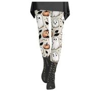 Non See Through Legging High Waisted Black Legging Women Holidays Casual Comfort Halloween Printed Leggings Workout Sport Trousers Pants Patterned Leggings Plus Size (White, XL)