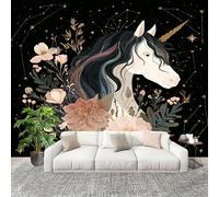 Non-self-Adhesive Photo Wallpaper 350×256 cmCartoon Unicorn Planet Seamless Splicing HD Print Wall Stickers Mural Black Removable Home Room Decoration Large Size Panoramic Wallpaper