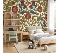 Non Self Adhesive Wall Mural Wallpaper floral Delicate rose vines Paste the Wall Large Wallpaper for Bedroom Living Room Decor,184x127cm,Premium Art Print Fleece Wall Mural Decoration Poster Picture