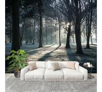 Non-self-Adhesive Wall Stickers Mural 300×210 cm Tranquil Jungle Beams Seamless Splicing HD Print Photo Wallpaper Gray-Green Removable Without Damage Large Size Panoramic Wallpaper