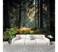 Non-self-Adhesive Wall Stickers Mural 400×280 cm Tranquil Forest Scenery Seamless Splicing HD Print Photo Wallpaper Green Removable Without Damage Large Size Panoramic Wallpaper