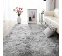 Non Shedding Bedside Rug 210 x 320 cm Fade Resistant, Fluffy, Lightweight, Non Slip Modern Floor Carpet Many Different Sizes for Living Room Lounge Bedroom, Light Grey