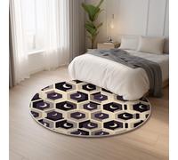 Non Shedding Printed Rugs Soft Touch Beige Purple Carpet Round Geometry Moon Bat,Indoor Carpet Luxury Throw Rug for Living Room, Bedroom, Nursery, Kids Baby Room Rug 100 cm
