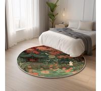 Non Shedding Printed Rugs Soft Touch Cyan Carpet Round Anime Pumpkin Park,Classic Lightweight Ideal for Living Room, Bedroom, Nursery, Kids Baby Room Rug 160 cm