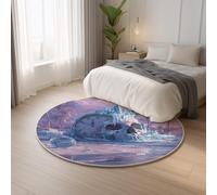 Non Shedding Printed Rugs Soft Touch Pink Blue Carpet Round Soft Skull Clock,Classic Lightweight Ideal for Living Room, Bedroom, Nursery, Kids Baby Room Rug 140 cm