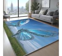 Non Shedding Rug Future Design Nature Butterfly Easy Care Soft Home Area Rug for Bedroom Hall Kids Baby Room Hallway Runners Carpet Mat Blue, 180x 270 cm