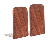 Non-Skid Wood Book Ends for Shelves, 2Pcs Sturdy Book Holders with Metal Base, Lovers for Christmas/5.1 Inch