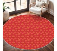 Non-Slip 120 cm Round Rug - Chinese Traditional Pattern Flannel Round Area Carpet for Living Room, Low Pile Machine Washable Red Circular Carpet Mat for Bedroom & Kids Playroom