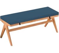 Non Slip 2 Thickness Bench Cushion with Fixed Strap, High Density Foam Pad for Indoor/Outdoor Furniture, Rectangular Seat Cushion for Window, Piano, Dining Room Navy Blue, 47x16 inches