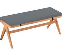 Non Slip 2 Thickness Bench Cushion with Fixed Strap, High Density Foam Seat Pad for Indoor/Outdoor Furniture, Rectangular Bench Cushion for Dining Room, Piano, Window Gray 55x16 inches