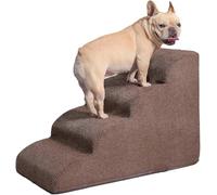 Non-Slip 3 Tiers Pet Steps with Washable Fabric Cover,Extra Wide Deep Dog Stairs for Small Older Injured Dogs Cats(M)