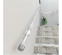 Non-Slip 4.6ft Indoor Acrylic Banister Railing with Silver Brackets - Wall-Mounted Support for Elderly & Kids - Safe Handrail Solution for Home Safety
