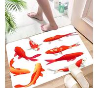 Non-Slip Absorbent Microfiber Mats,Machine Washable Quick Dry Rugs,Memory Foam Bath Mat,Bathroom Accessories,Koi fish. Nishikigoi or brocaded carp set swimming asian japanese colored,24x39 in, W