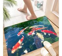 Non-Slip Absorbent Microfiber Mats,Machine Washable Quick Dry Rugs,Memory Foam Bath Mat,Bathroom Accessories,Koi fish. Nishikigoi or brocaded carp set swimming asian japanese colored,24x39 in, W