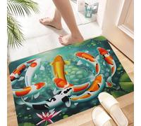 Non-Slip Absorbent Microfiber Mats,Machine Washable Quick Dry Rugs,Memory Foam Bath Mat,Bathroom Accessories,Koi fish. Nishikigoi or brocaded carp set swimming asian japanese colored,24x39 in, W