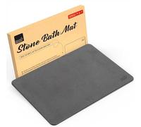 Non-Slip Absorbent Stone Bath Mat - Diatomaceous Earth Bathroom Shower Floor Mat - Quick Dry Anti Mould, Antibacterial Easy to Clean, Safe and Comfy Bathroom Decor Mat 60x39cm (Plain, Dark Grey)