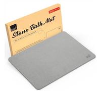 Non-Slip Absorbent Stone Bath Mat - Diatomaceous Earth Bathroom Shower Floor Mat - Quick Dry Anti Mould, Antibacterial Easy to Clean, Safe and Comfy Bathroom Decor Mat 60x39cm (Plain, Light Grey)