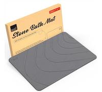 Non-Slip Absorbent Stone Bath Mat - Diatomaceous Earth Bathroom Shower Floor Mat - Quick Dry Anti Mould, Antibacterial Easy to Clean, Safe and Comfy Bathroom Decor Mat 60x39cm (River, Dark Grey)