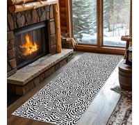 Non Slip Abstract Line Runner Rug for Hallway Washable, 80 x 300 cm Maze Pattern Carpet Runner Extra Long for Living Room, Hall, Kitchen, Bedroom, Indoor Door Mat, Ultra Thin