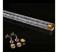 Non-Slip Acrylic Crystal Stair Grab Bar for Elderly & Kids - Modern Clear Design Support Rod - Complete 12.5ft Kit - Durable Gold Finish for Indoor Safety
