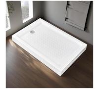Non-Slip Acrylic Shower Base Pan with Drain, Removable Cover, Solid Receptor Tray for Easy Bathroom Upgrades, & Slish Shower Solut