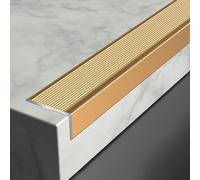 Non-Slip Aluminum Alloy Stair Edge Protector - L Shaped Indoor & Outdoor Safety Molding for Steps and Stairs 1pc(Gold,L 100cm (39 2/5"))