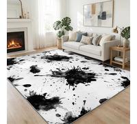 Non-Slip Area Rug 100 x 160 cm Abstract Ink Splatter Machine Washable Carpet, Modern Art Short Pile Rug For Living Room Soft Rectangle Bedroom Home Decor Carpet