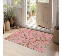 Non Slip Area Rug 120 x 170 cm Flower And Bird Pattern Lightweight Carpet, Chinese Style Machine Washable Mat Low Pile Rug for Dining Room Home Office Bedroom Hall Lounge Home Decor