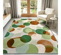 Non Slip Area Rug 120 x 170 cm Green Brown Dots Lightweight Carpet, Graphic Design Machine Washable Mat Low Pile Rug for Dining Room Home Office Bedroom Hall Lounge Home Decor