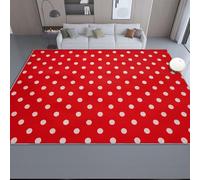 Non-Slip Area Rug 120 x 180 cm, Low Pile Machine Washable Carpet Minimalist White Polka Dots Theme - Light Thin Durable Red Pet Kid Friendly Rugs for Living Room Bedroom Dining Room Office