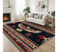 Non-Slip Area Rug 160 x 230 cm Geometric Eagle Machine Washable Carpet, Ethnic Style Short Pile Rug For Living Room Soft Rectangle Bedroom Home Decor Carpet