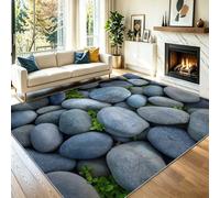 Non-Slip Area Rug 160 x 230 cm, Zen Nature Modern Stone Carpet for Under Coffee Table, Multicolour Soft Short Pile Decor Rugs for Bedroom, Dressing Room & Home Office