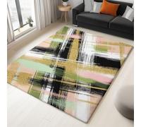 Non-Slip Area Rug 180 x 240 cm Geometric Abstract Grid Background, Multicolour Short Pile Rug for Living Room, Soft Rectangle for Bedroom, Home Decor Carpet, Machine Washable Carpet