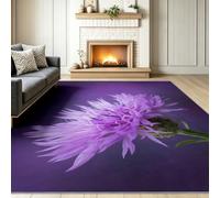 Non-Slip Area Rug 40 x 60 cm, Stylish Fine Art Elegant Floral Cornflower Carpet for Under Coffee Table, Purple Soft Short Pile Decor Rugs for Bedroom, Dressing Room & Home Office
