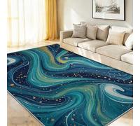 Non-Slip Area Rug 60 x 90 cm, Dreamy Art Abstract Waves Polka Dots Carpet for Under Coffee Table, Dark Soft Short Pile Decor Rugs for Bedroom, Dressing Room & Home Office