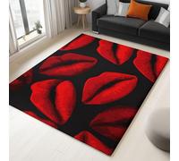 Non Slip Area Rug Beautiful Red Lips 120x180cm Washable Living Room Area Rug, Modern Soft Faux Wool Carpet, for Bedroom Kitchen Office Home Decor