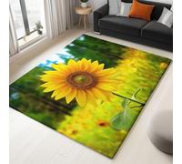 Non Slip Area Rug Pastoral Sunflower 140x200cm Washable Living Room Area Rug, Modern Soft Faux Wool Carpet, for Bedroom Kitchen Office Home Decor