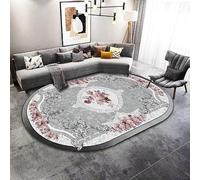 Non Slip Area Rug Washable Oval Rugs Living Room Bedroom Study Yoga Soft Carpet Vintage traditional floral print in pink and gray, 100 x 160cm
