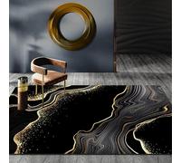 Non-Slip Area Rugs 90 x 200 cm Large Living Room Bedroom Rug Runner Washable Kitchen Carpet Abstract ink gray yellow black