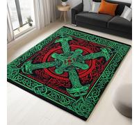 Non Slip Area Rugs Living Room - Green Washable Super Soft Low Pile Rug for Bedroom - Viking Rune Celtic Knot Border Non Shedding Durable Floor Carpet 120 x 170 Cm