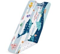 Non-Slip Baby Bath Mat with Powerful Suction Cups, 102x41cm Large Size Quick Drain for Children & Elderly Safety in Showers and Tubs, Machine Washable Durable PVC Comfortable & Safe (Dark Whale)