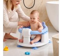 Non-Slip Baby Bath Seat with Suction Cups & Soft Cushion, Blue