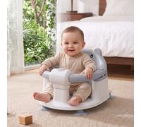 Non-Slip Baby Bath Seat with Suction Cups & Soft Cushion, Grey