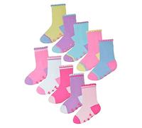 Non Slip Baby Girl Heel and Toe Socks | 10 Pair Multipack | Cute and Soft Toddler Socks with Grips