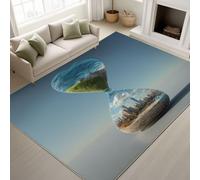 Non Slip backing Rug Hourglass Earth Ocean City Short Pile Abstract Artistic Area Rugs Education Environmental Nature Print Rug 60 x 90 cm Education Living Room Blue