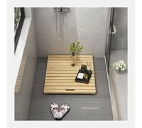 Non-Slip Bamboo Shower Mat 75x85 cm Waterproof Wooden Bath Mat Versatile Indoor/Outdoor Use Customizable Anti-Slip Bathroom Flooringand Stylish.